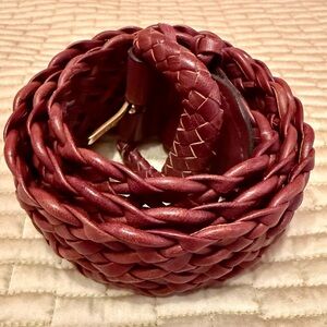 Donna Karan Vintage Braided Leather Belt - Chocolate Brown